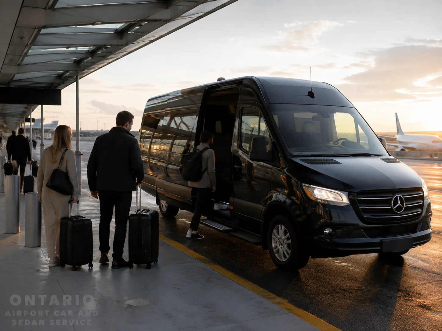 Mercedes Sprinter early morning group transportation to Ontario International Airport