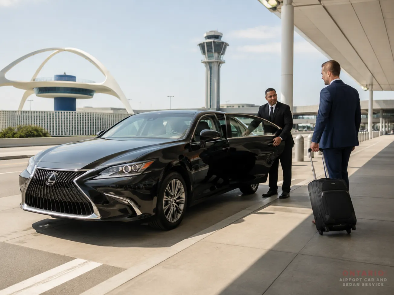 LAX to Ontario Airport car service with private Lexus sedan