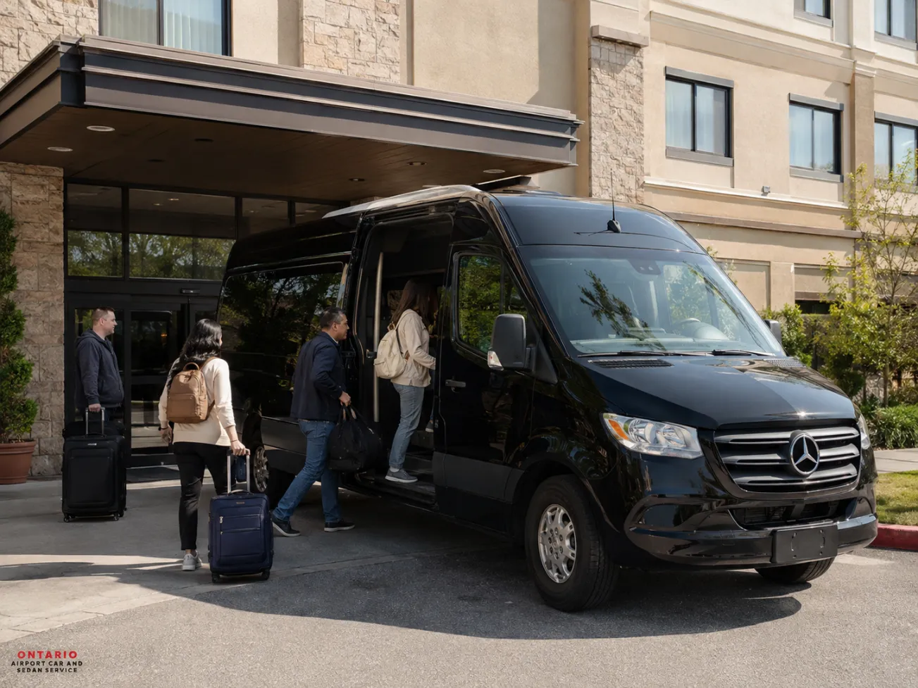 Mercedes Sprinter group transportation from Ontario Airport to nearby hotels