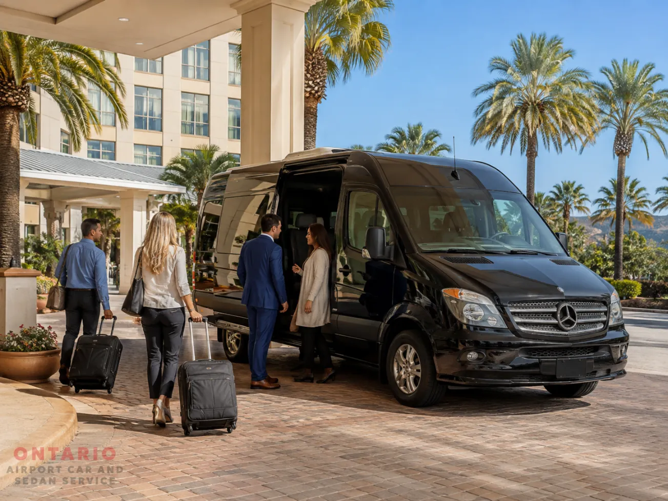 Mercedes Sprinter group transportation from Ontario Airport to Anaheim