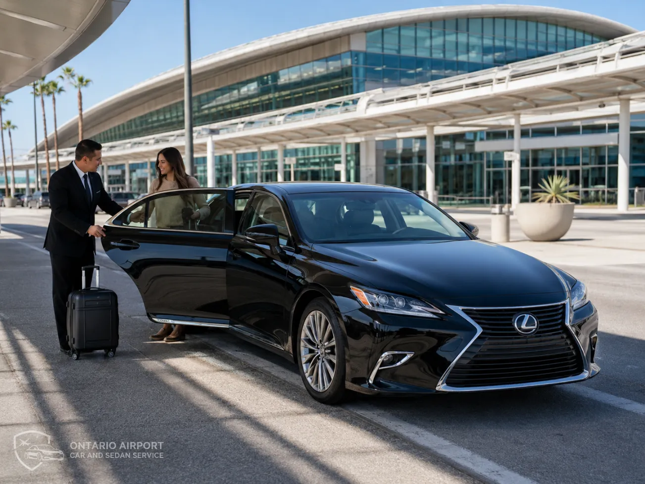 Lexus sedan private airport transfer from Ontario International Airport to Temecula